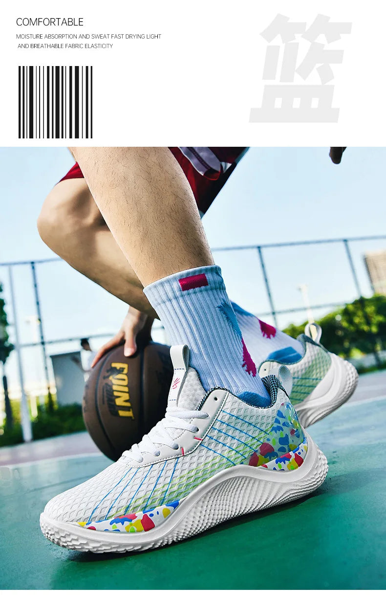 Summer New Men's Casual Shoes Breathable Comfortable Running Large Size Basketball Shoes Fashionable Versatile Couple Shoes