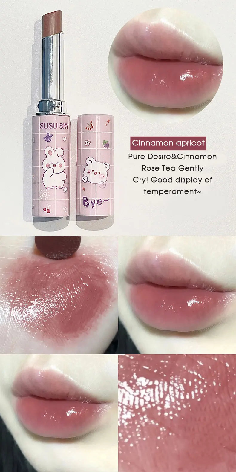 Cute Paradise lipstick Moisturizing&Moisturizing Lip Care Color Stain Free Lipstick Colored lipstick