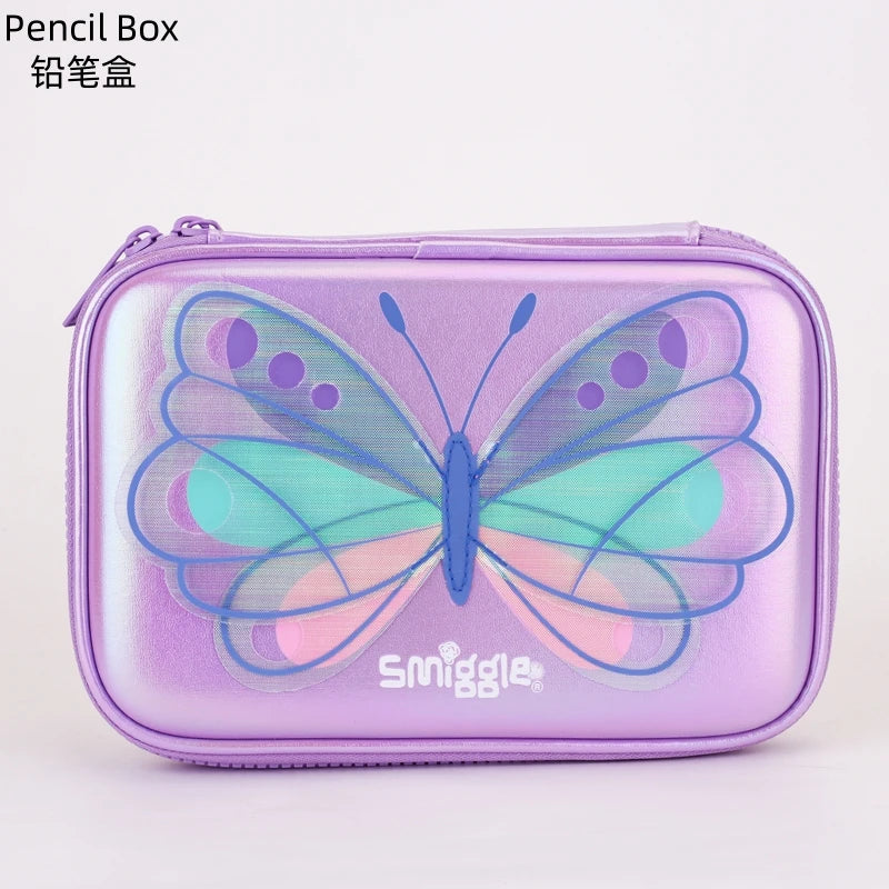Smiggle Children School Supplies Butterfly Series School Bag Pencil Box Lunch Bag Water Cup Anime Backpack Student Gift