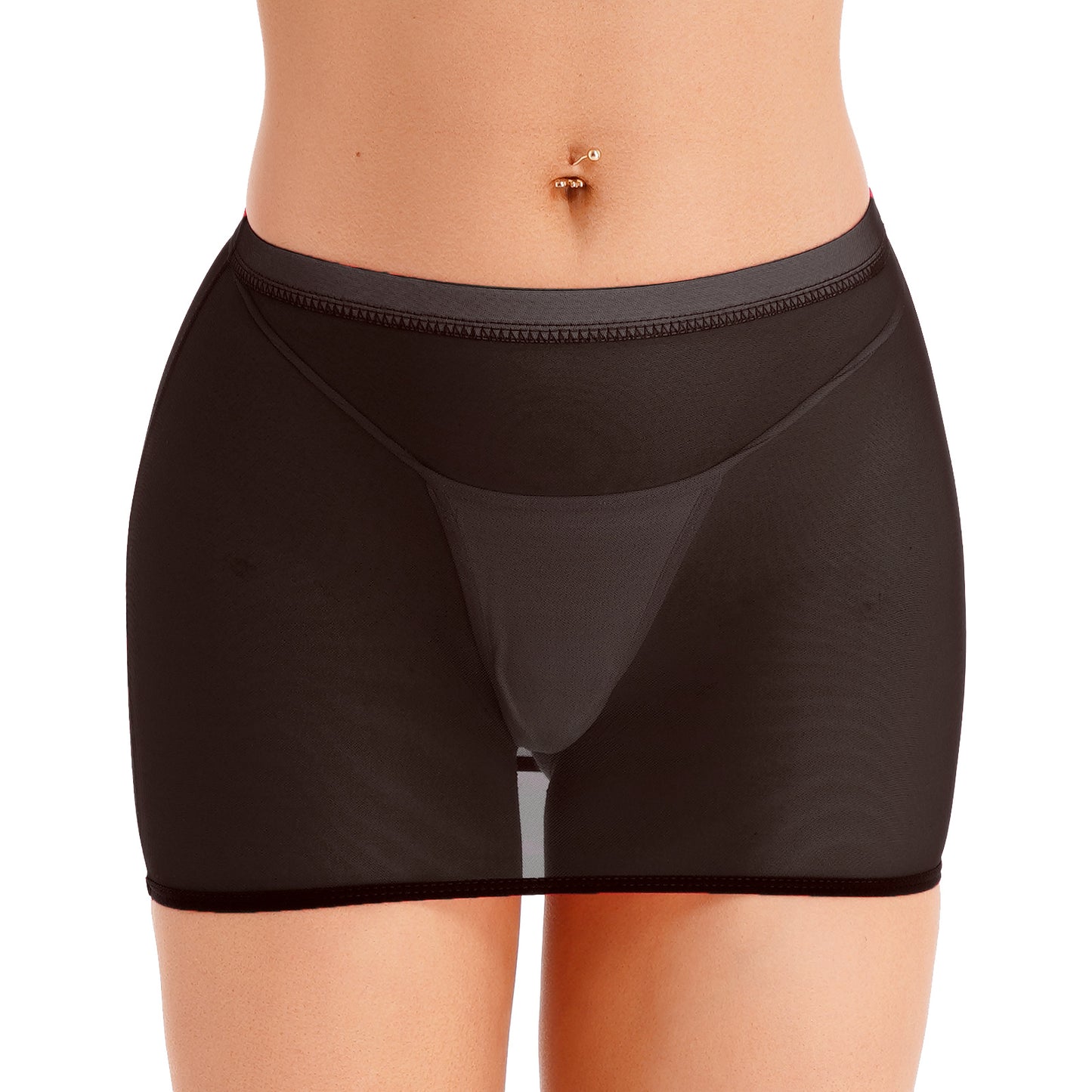 Women Sexy Night Club Pencil Skirts Solid Low Rise Stretchy Transparent Temptation Mini Micro Skirt Tight Package Hip Underskirt