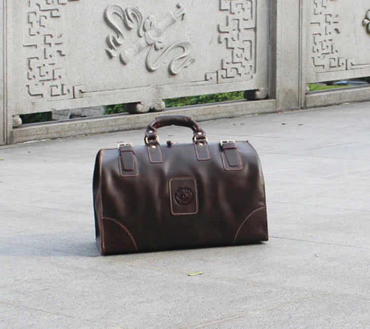 MUNUKI Vintage Crazy Horse Genuine Leather Travel bag Large Luggage bag men Leather duffle bag Large Weekend Bag Tote Big