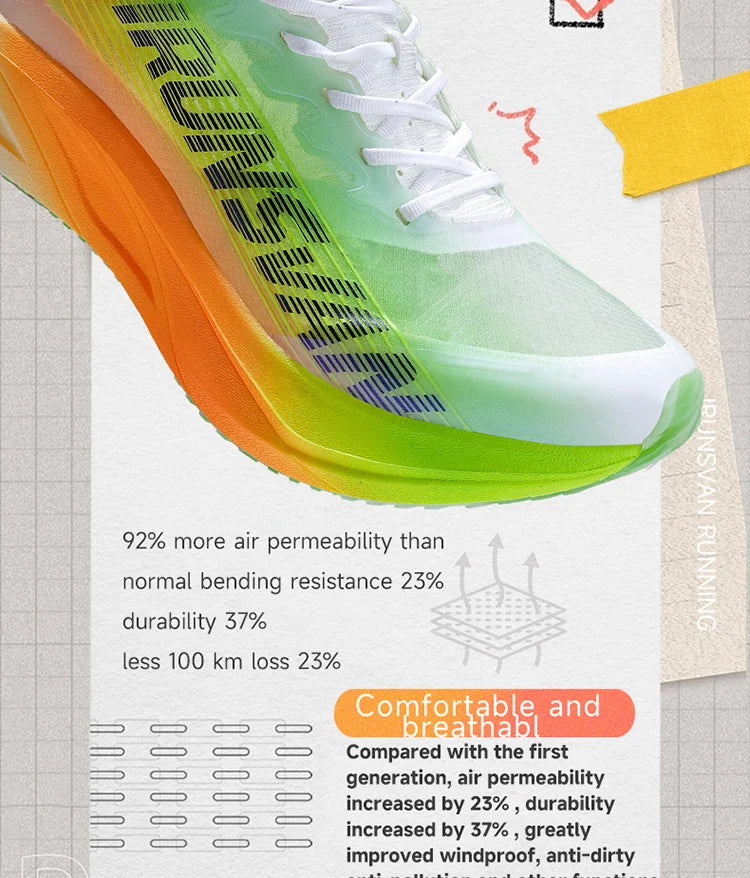 IRUNSVAN HEAT 2.0 Carbon Plate Sneakers Marathon Racing Professional Running Shoes Men Athletic Training Sport Shoes