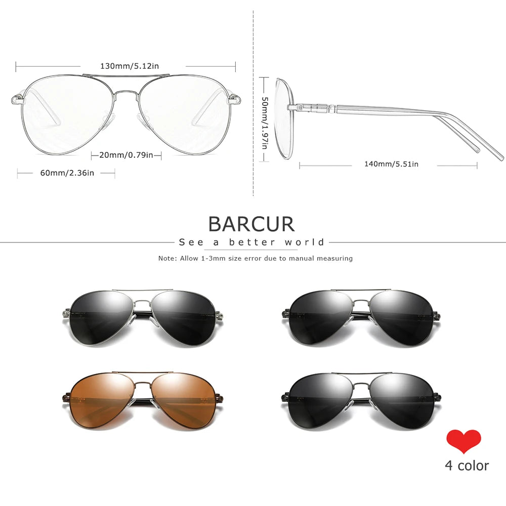 BARCUR Brand Sun glass With Box free Polarized Sunglasses Men Driving Sun Glasses Women Oculos UV 400 Sunglasses