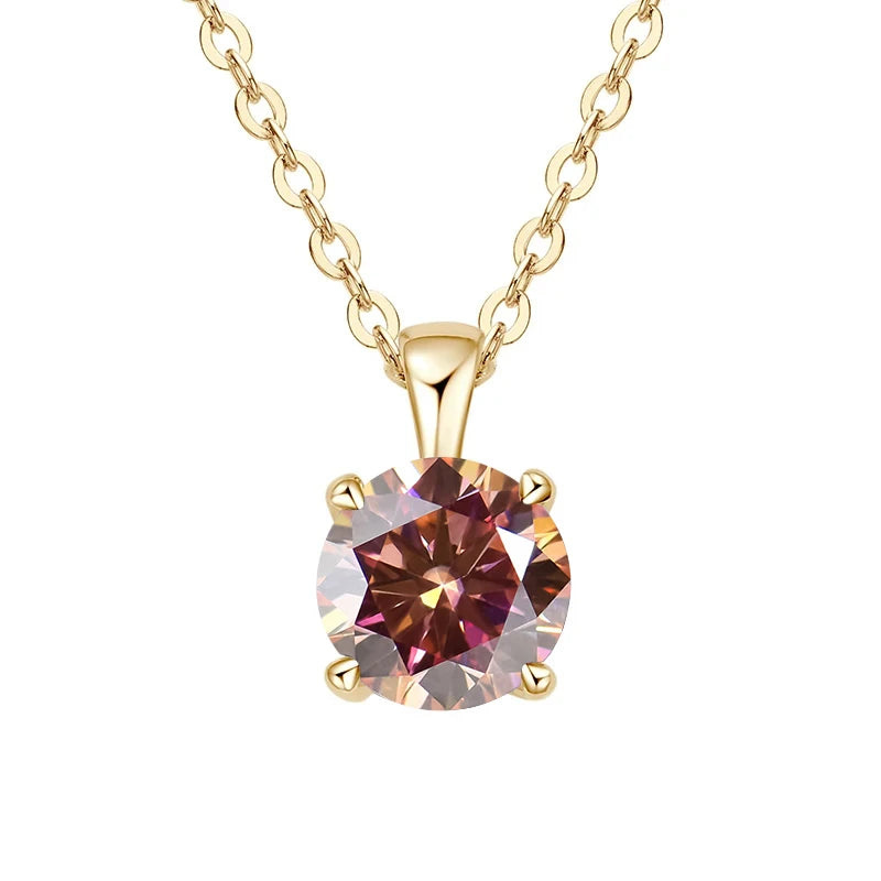 JoyceJelly Classic Four Prong 1ct Moissanite Necklace Women's 925 Sterling Silver Plated 18k Gold Pendant Luxury Fine Jewelry