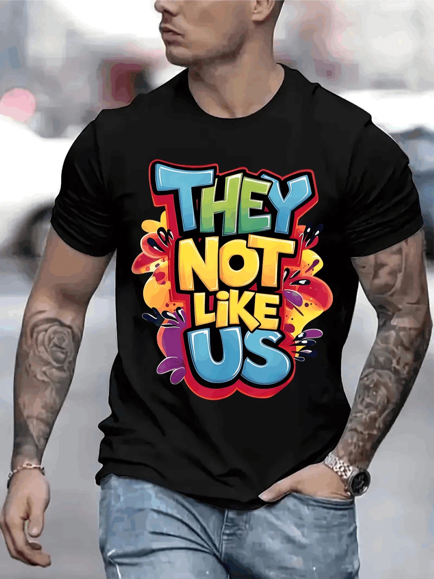 Men's summer 100% pure cotton fashionable casual loose sports. They don't like our printed round neck short sleeved T-shirt top
