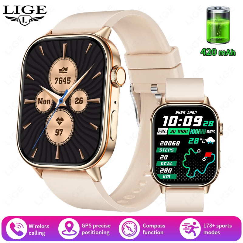 LIGE NEW GPS Smart Watch Men Compass Sports Fitness Bluetooth Call IP68 Waterproof Men Women Smartwatch For Xiaomi HUAWEI iPhone
