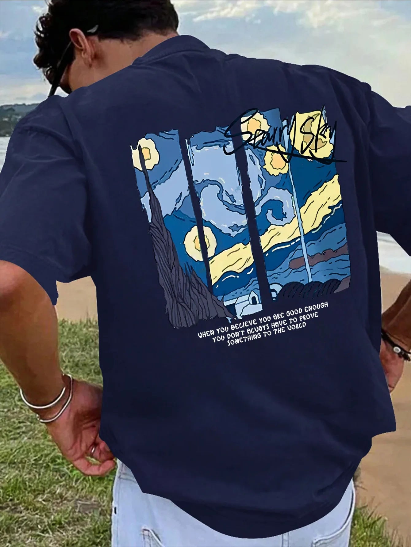 Men’s Summer 100% Cotton Casual T-Shirt Oil Painting Print | Loose Fit | Breathable Comfort
