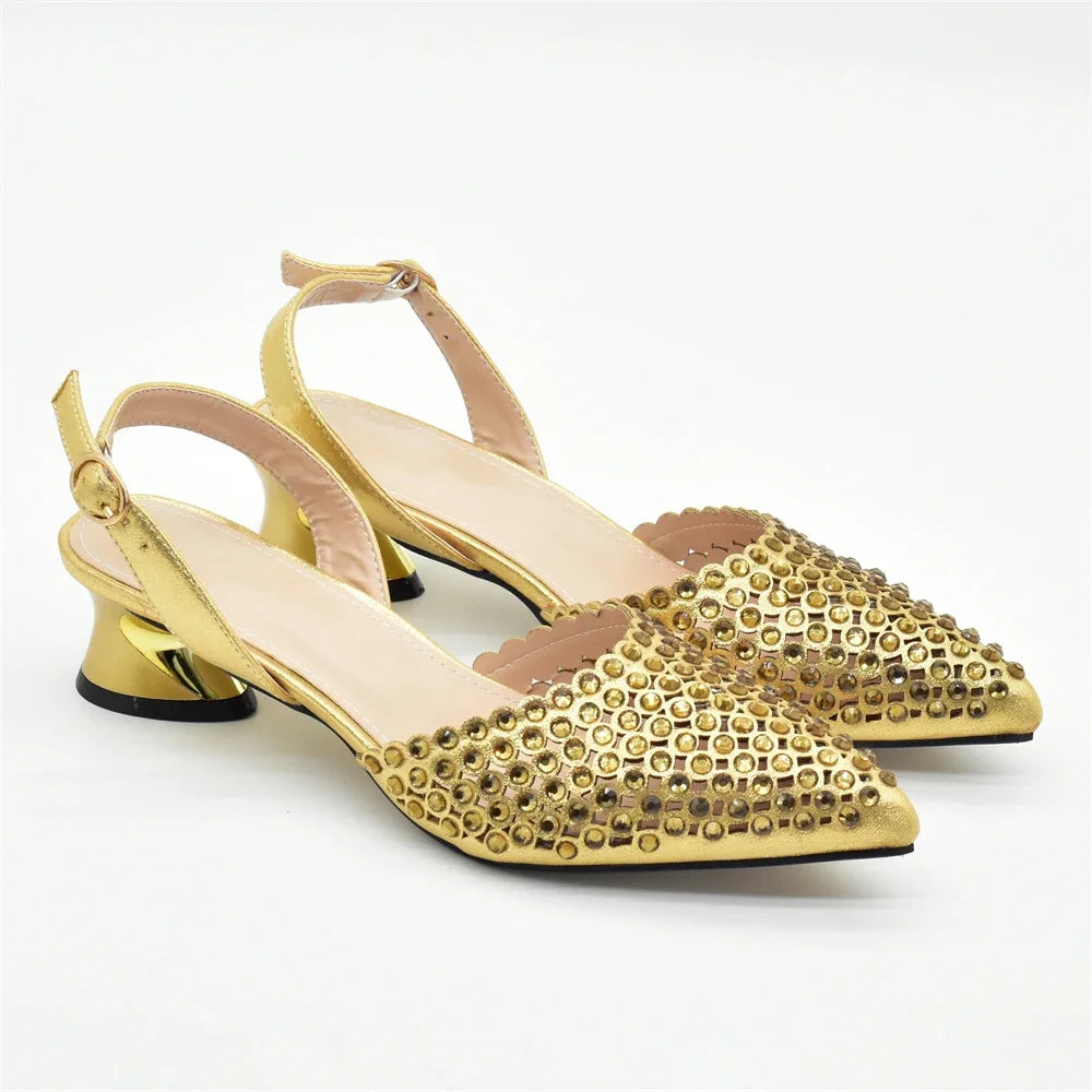 New Arrival Pointed Toe Women Sandals Shoes and Bag Set for Ladies Wedding Party Pumps Italian Shoes and Bags Matching Set