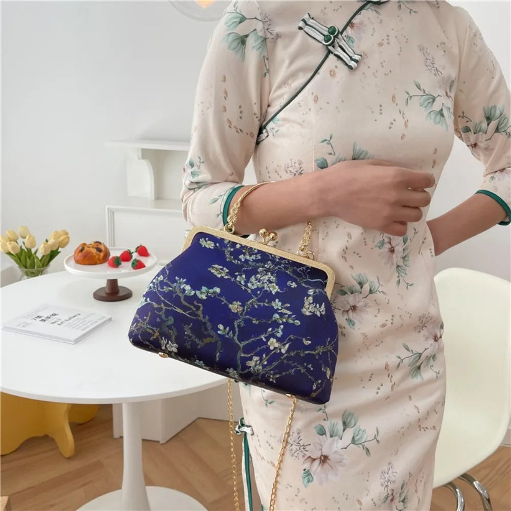 Fashion Chinese Style Banquet Bag Embroidery Pearl Handle Qipao Bag Trendy High Capacity Cosmetic Bag Women