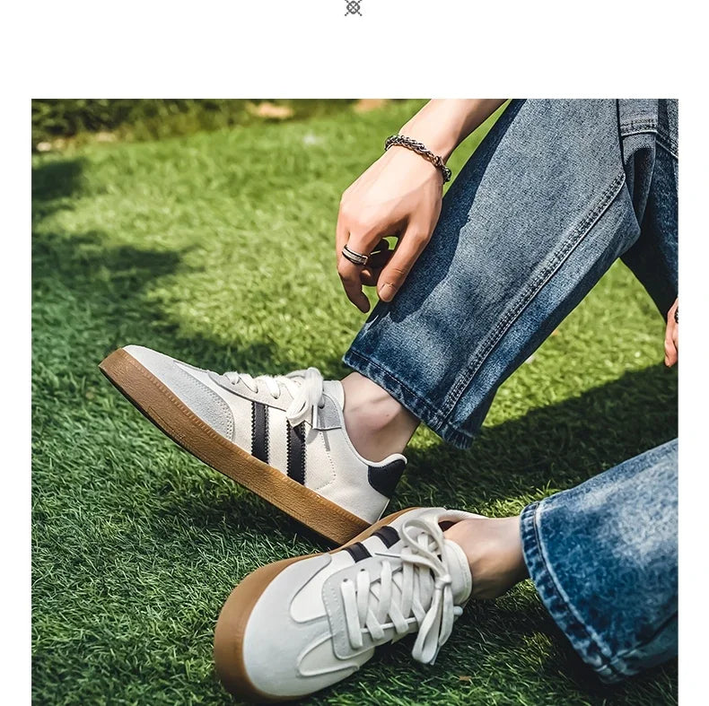 Men's Casual Retro German Training Shoes Lace-up Lightweight Comfortable Sports Flat Shoes Men Skateboard Running Shoes