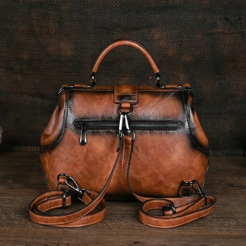 MOTAORA Vintage Luxury Handmade Leather Backpacks For Women Designer Handbags Hasp Ladies Shoulder Bags Embossed Woman Backpack