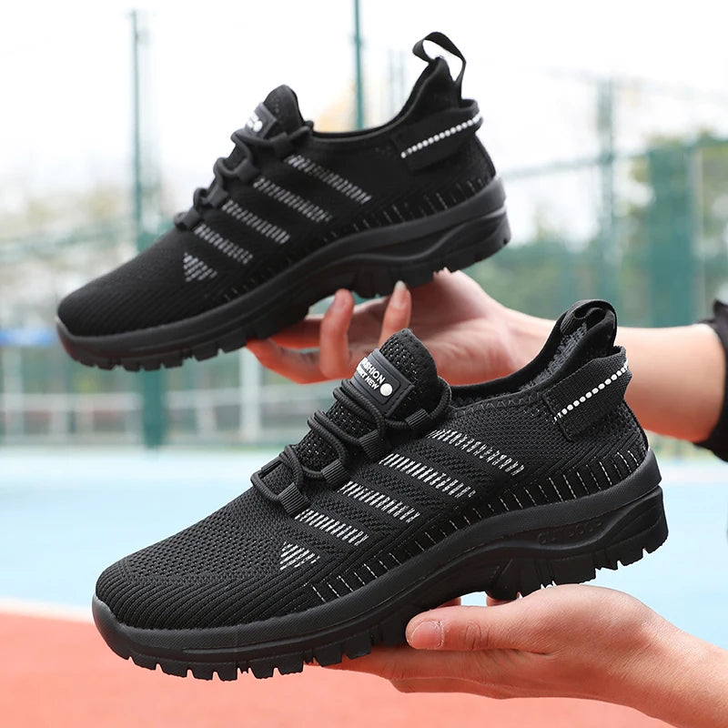 2025 Men's Running Shoes Knitted Mesh Breathable Fashion Casual Sports Shoes Comfortable Fitness Lightweight Men's Casual Shoes