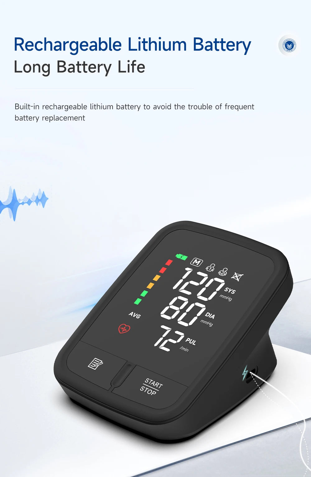 🩺 Yongrow Voice Portable Upper Arm Blood Pressure Monitor,LED Display | Rechargeable | Digital Tonometer | Voice Broadcast | Arm Sphygmomanometer