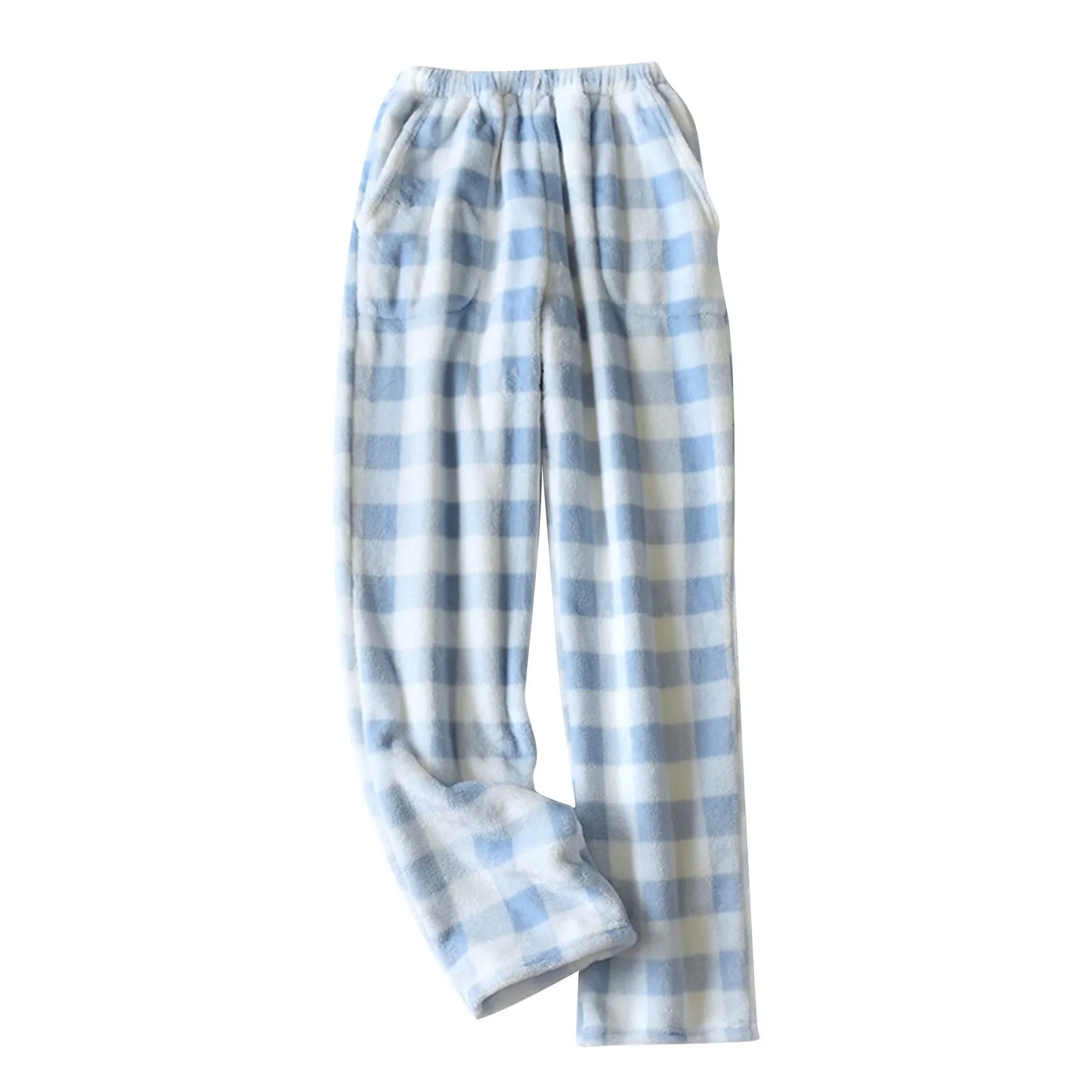 Women Loose Pajama Pants Plush Sleep Pants Soft Elastic Waist Pajama Bottoms Plaid New Classics Pants With 2 Pockets S-3XL