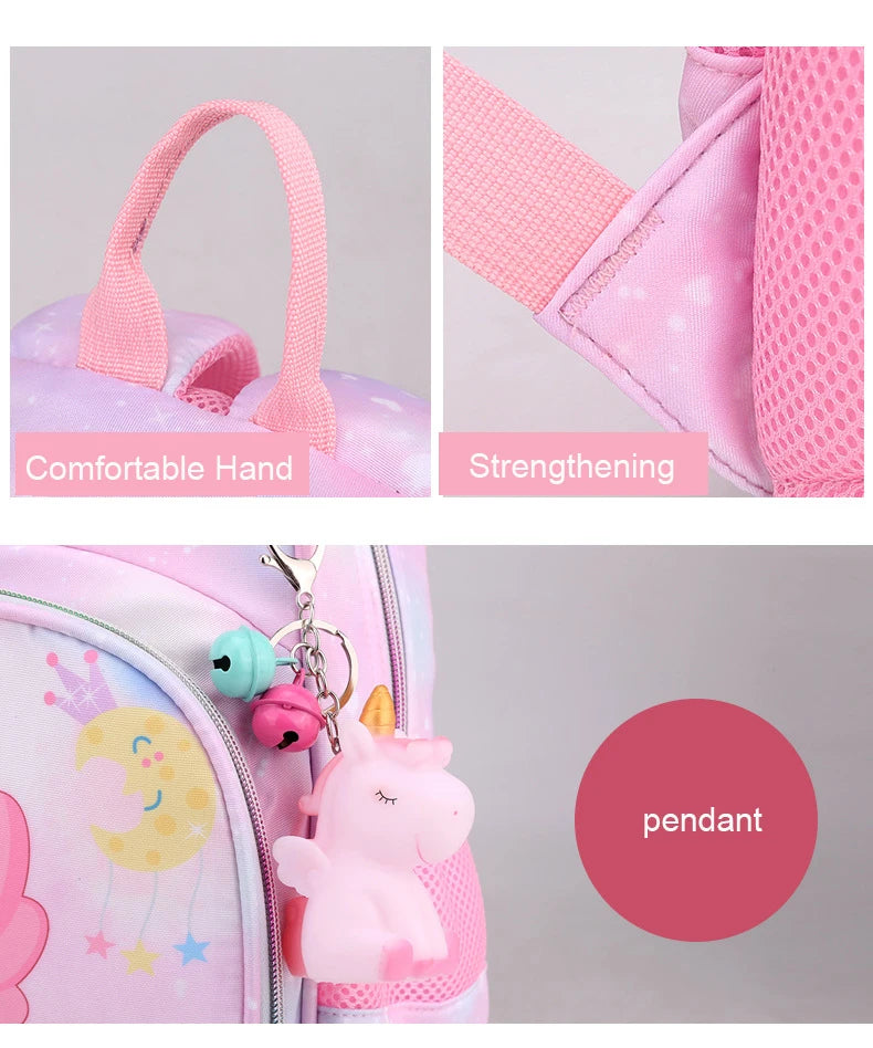 New Unicorn Backpack For Girls Cartoon Pink Princess School Bags Kids Satchels Kindergarten Bookbag Mochila Infantil Escolar