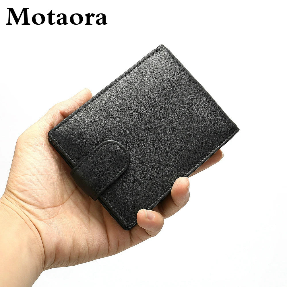 MOTAORA Men's Genuine Leather Wallet Multifunction RFID Bifold Purse For Men Small ID Card Holder Male Antimagnetic Cash Wallets