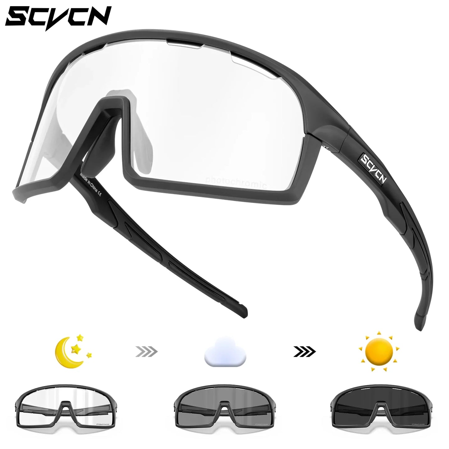 Scvcn Red Photochromic Sunglasses Cycling Blue Outdoor Sports Bike Glasses Man MTB Fishing Glasses Eyewear Bicycle Goggles UV400
