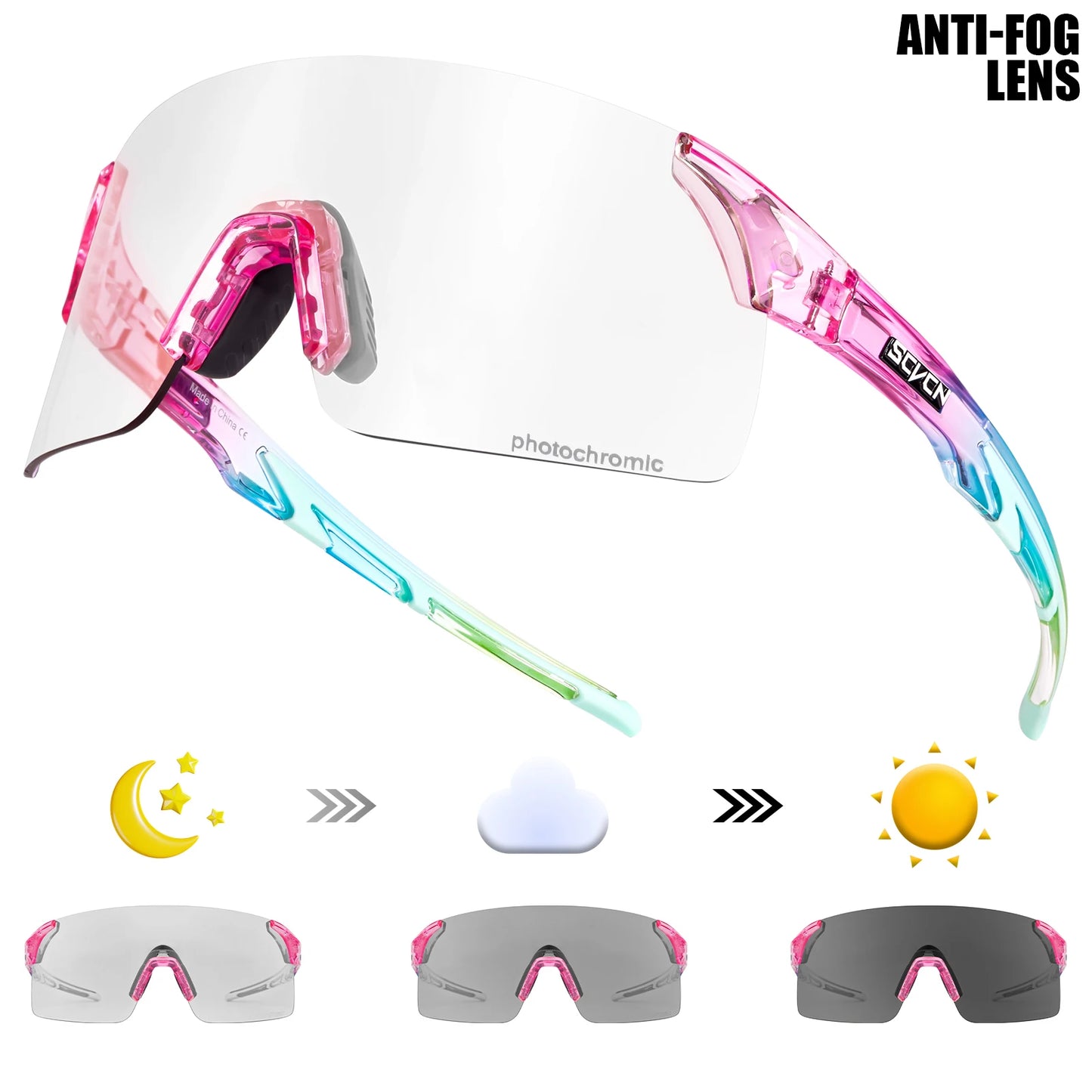 SCVCN New MTB Anti Fog Photochromic Sunglasses Men Outdoor Anti-fog Cycling Glasses Bicycle Women Bike MTB UV400 Sports Eyewear