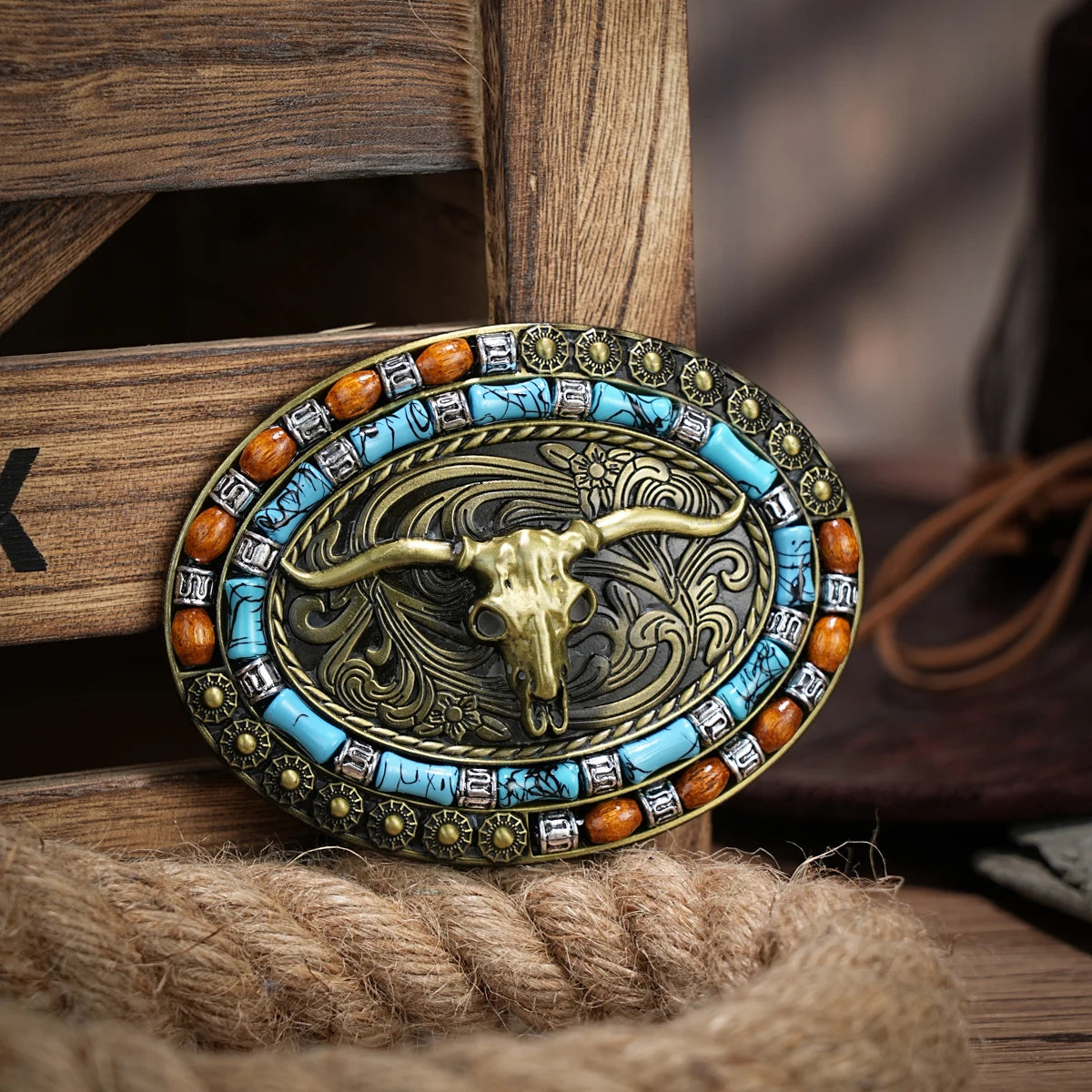 Western Belt Buckle – Vintage Cowboy Rodeo Style (Silver, Large)