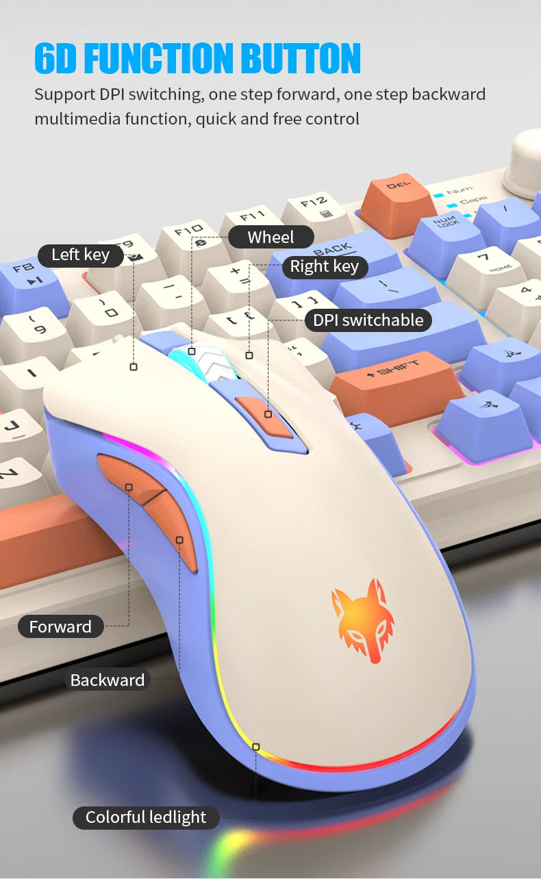 K820 USB Wired Game Keyboard Mouse Set Illuminated Desktop/Laptop Home Office Female Male Keyboard