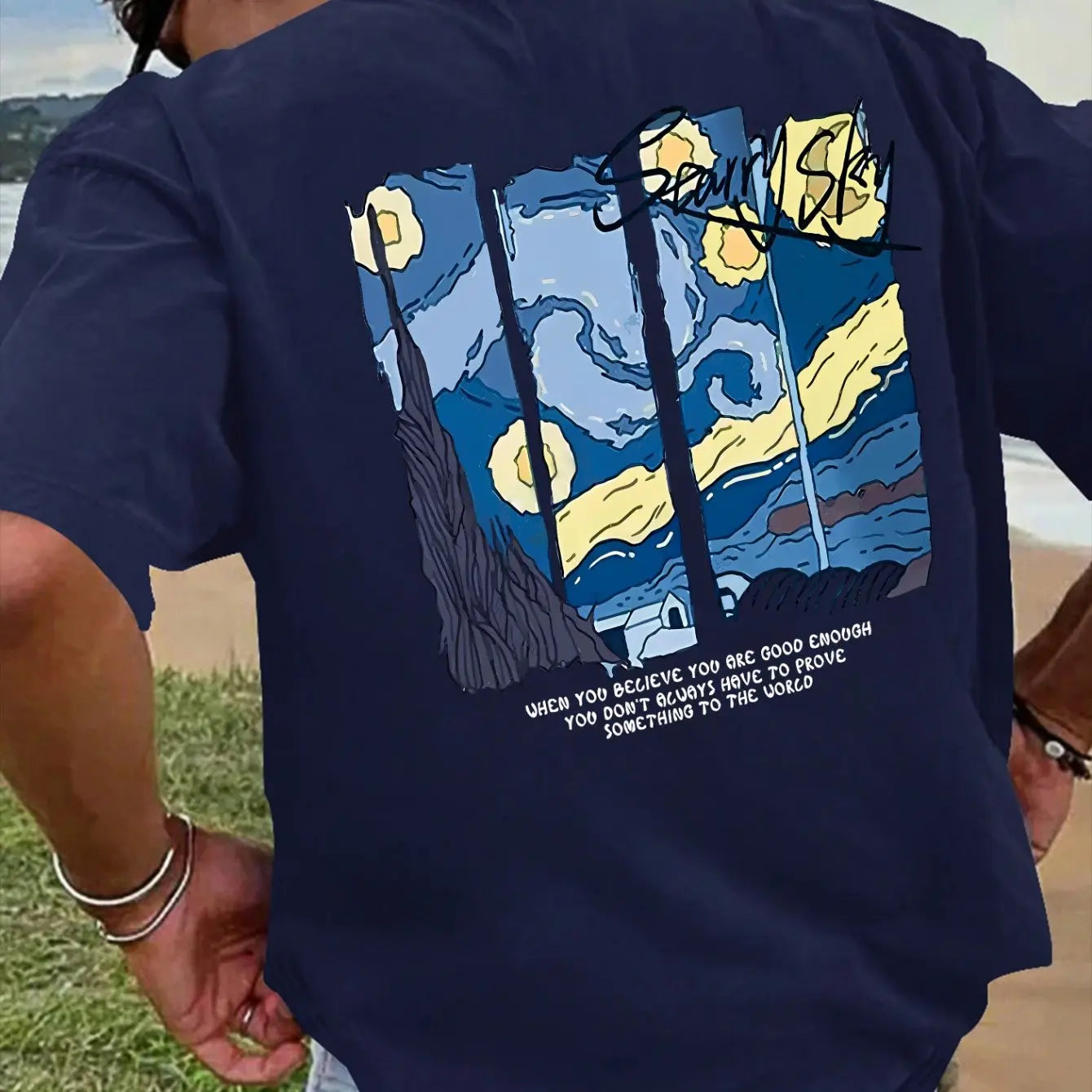 Men’s Summer 100% Cotton Casual T-Shirt Oil Painting Print | Loose Fit | Breathable Comfort