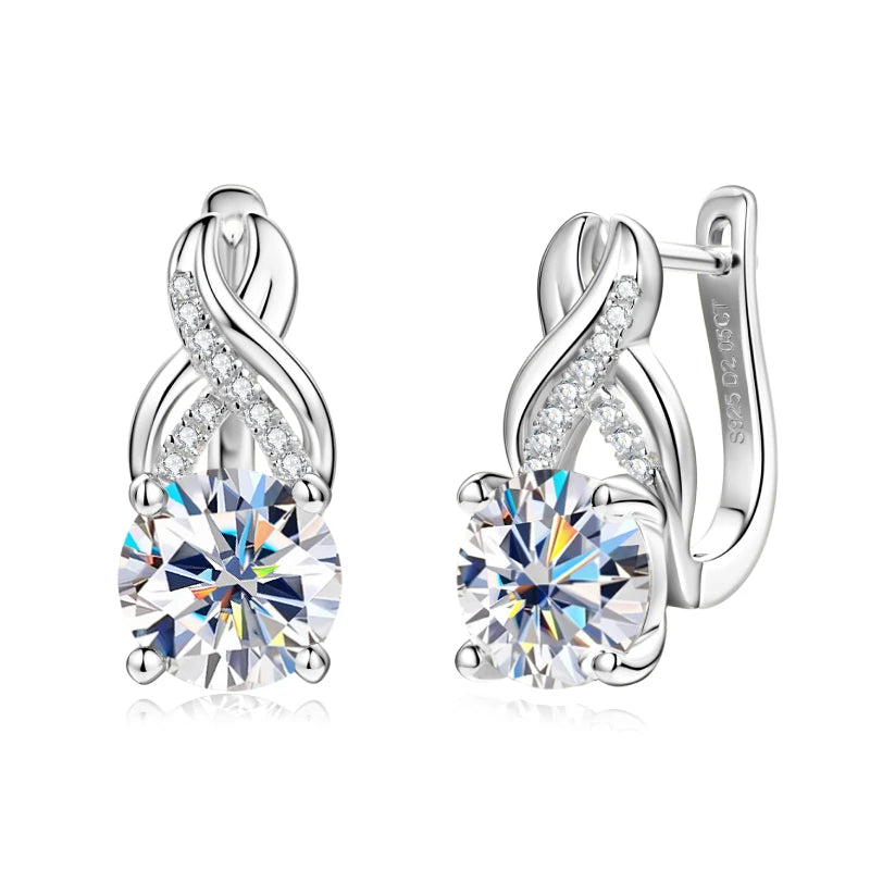 IOGOU Luxury 6.0CTW 8MM VVS1 Moissanite Jewelry Set 925 Silver Infinity Pendant Necklace Drop Hoop Earrings Sets for Women Gifts