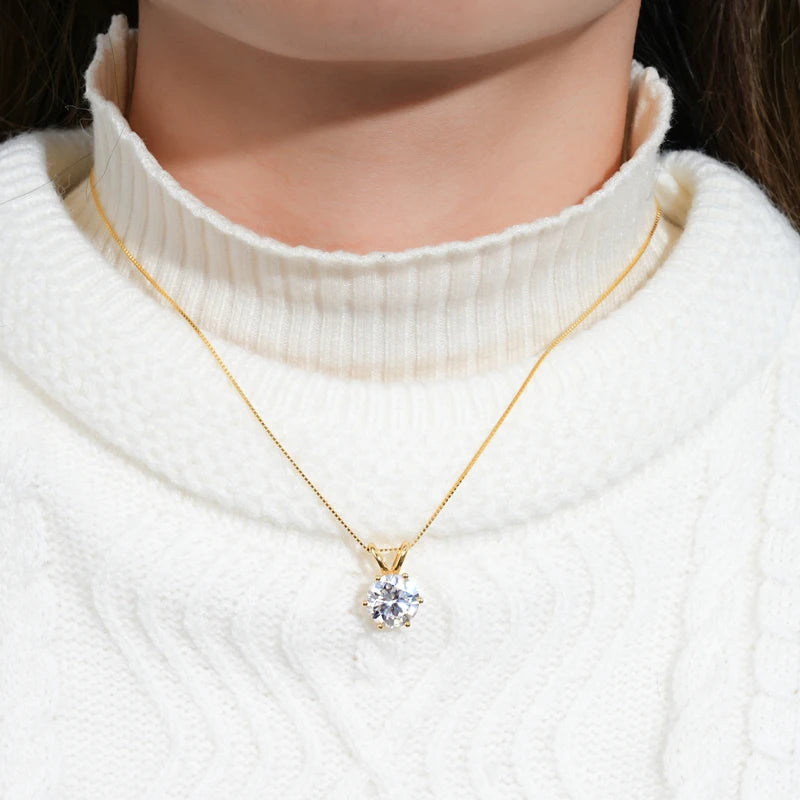 RAPRGOLD GRA Certified 0.5-5ct Moissanite Pendant Necklaces 925 Sterling Silver Solitaire Necklace Chain For Women Jewellry Gift