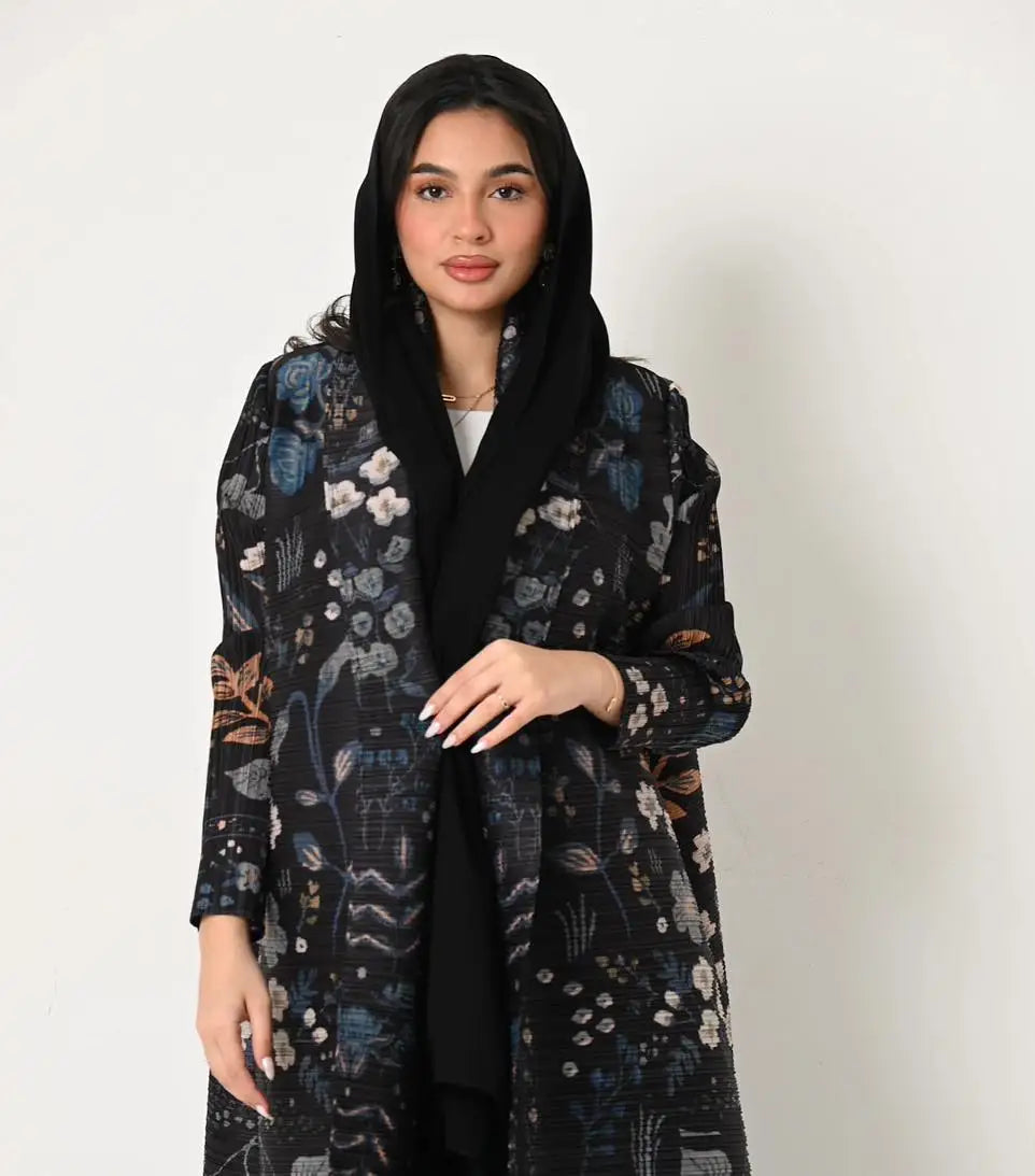 Dubai Abaya Luxury Evening Coat – Pleated Formal Cardigan Robe for Women