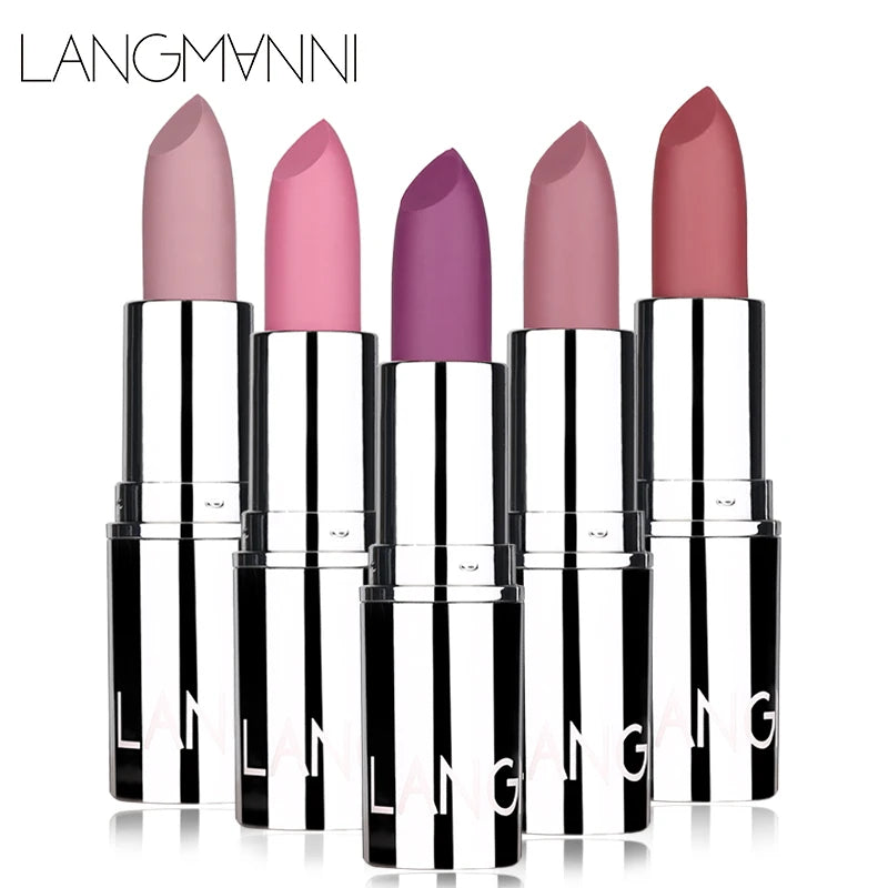 Langmani Silver Tube Matte Lipstick Non Staying Cup Makeup Lipstick 8 colors available