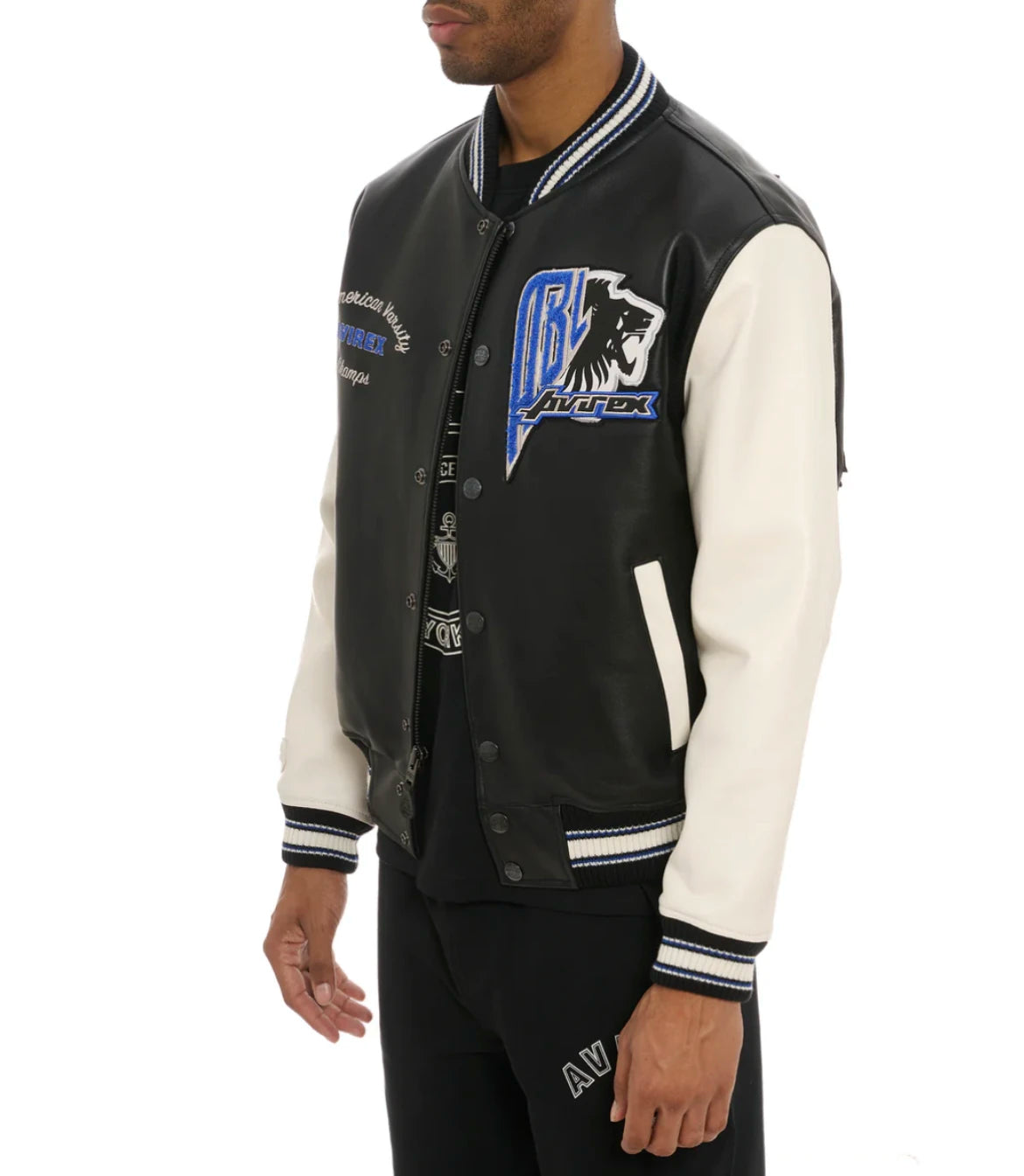 AVIREX New Men's 100% French Lambskin Jacket Authentic US Size Original Iconic Standing Collar Ribbed Hem Genuine Leather Jacket