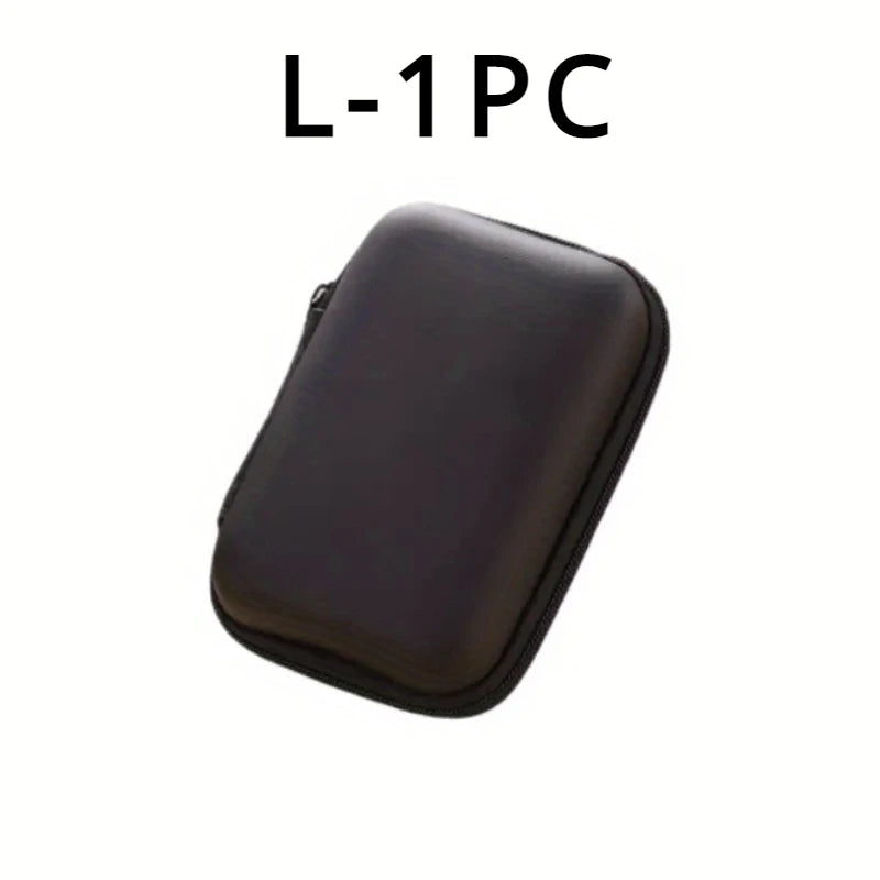 Black Hard Storage Bag Data Cable Earphones Keys Coins Jewelry Travel Portable Anti-collision Multifunctional Zipper Storage Bag