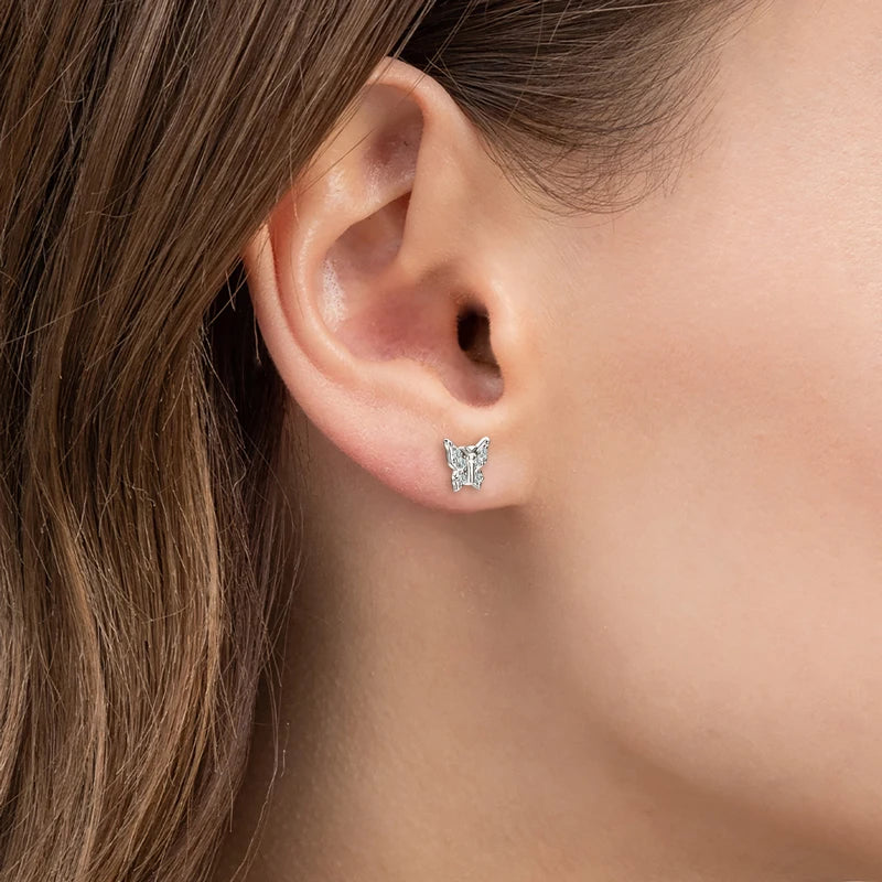 Lnngy Genuine 925 Silver Butterfly Pendant Necklaces Exquisite Moissanite Necklace Stud Earring Jewelry Set For Birthday Gift