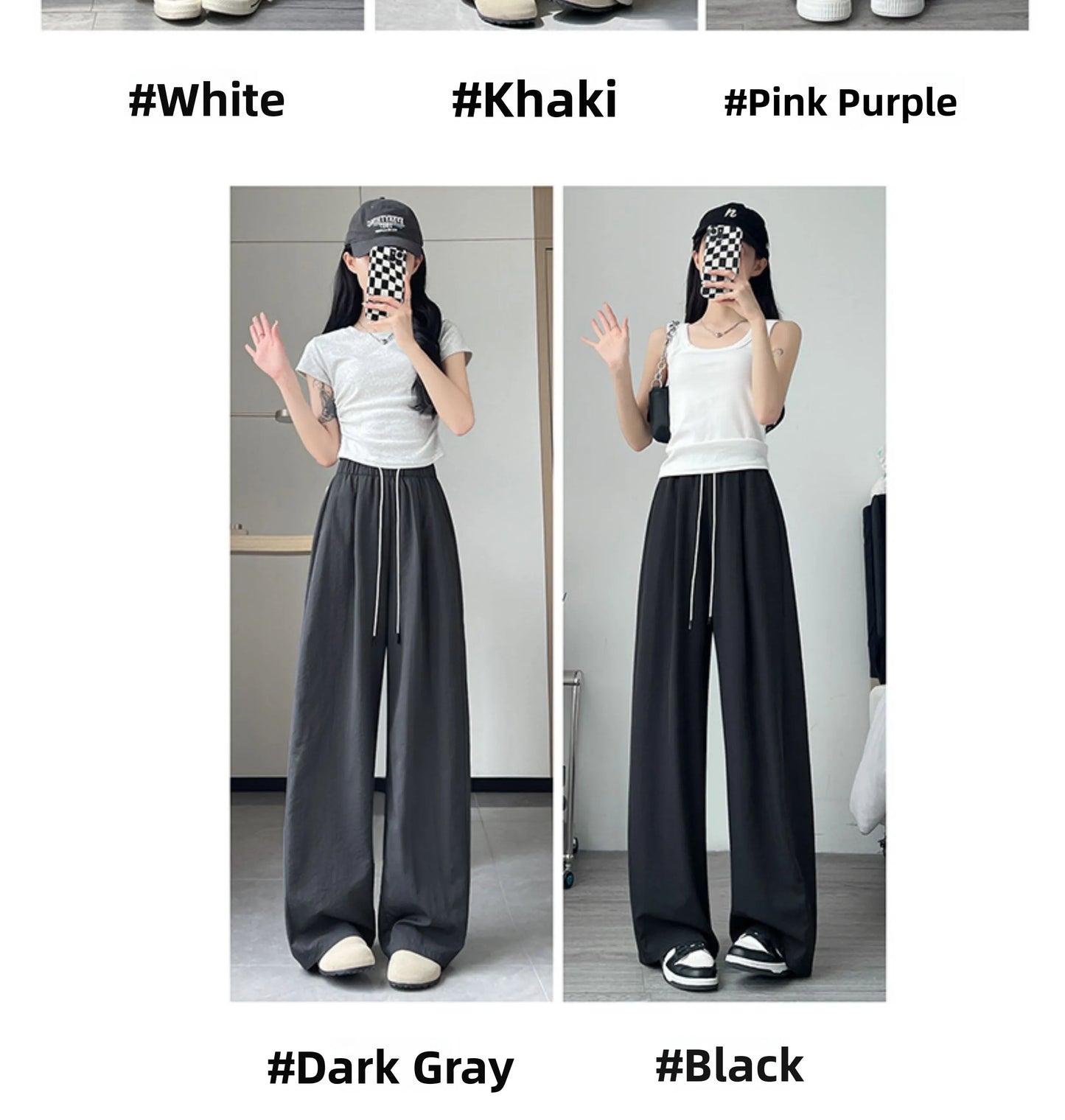 Qui Dry High Waist Wide Leg Knife Sports Pants Women's Thin New 2025 Casual Ice Silk Pants Spring Summer