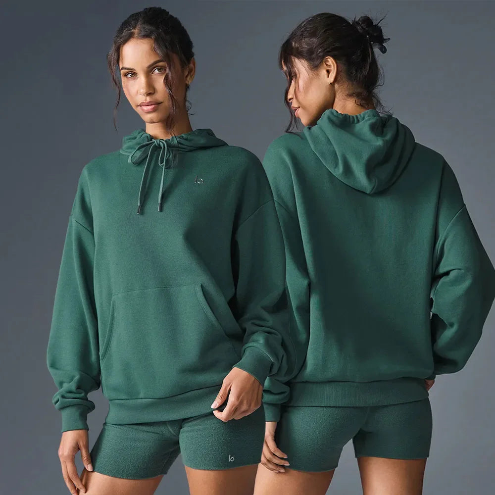 LO Yoga Hoodie Accolade Hoodie Cotton Loose Drawstring Versatile Pure Sports Pullover Hoodie Outdoor Top Yoga Shirts Hooded