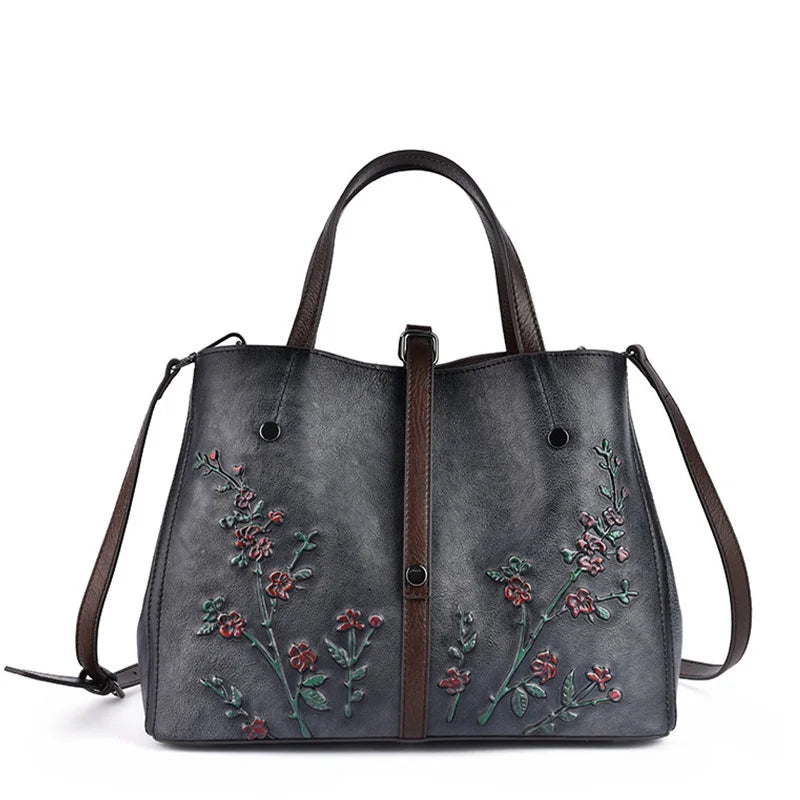 MOTAORA Women's Bag Genuine Leather Handbag For Women Vintage Embossed Female Shoulder Bag Handmade Large Capacity Crossbody Bag