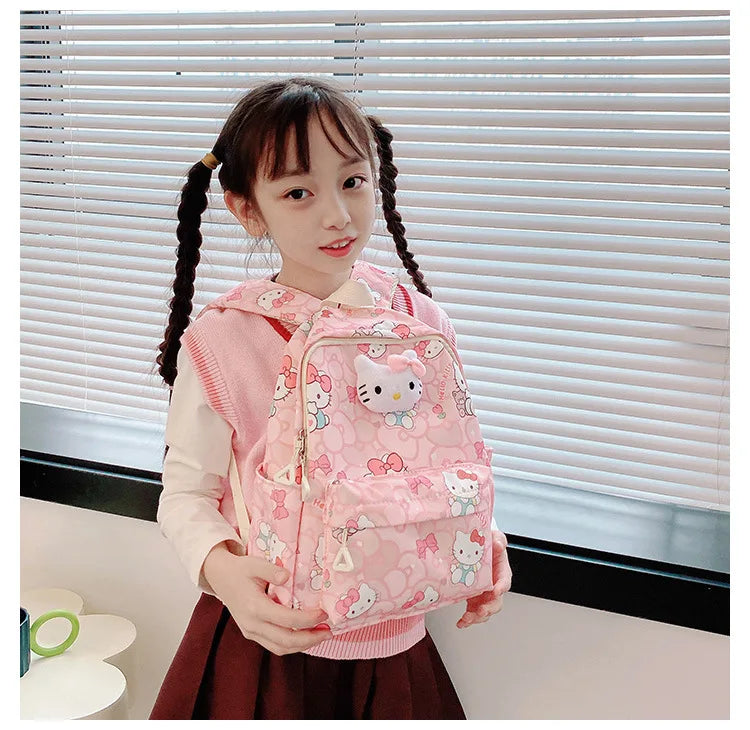 Sanrio Hello Kitty Kuromi Cinnamoroll New Fashion Children's School Bag Cute Large Capacity Kids Backpack College Bag