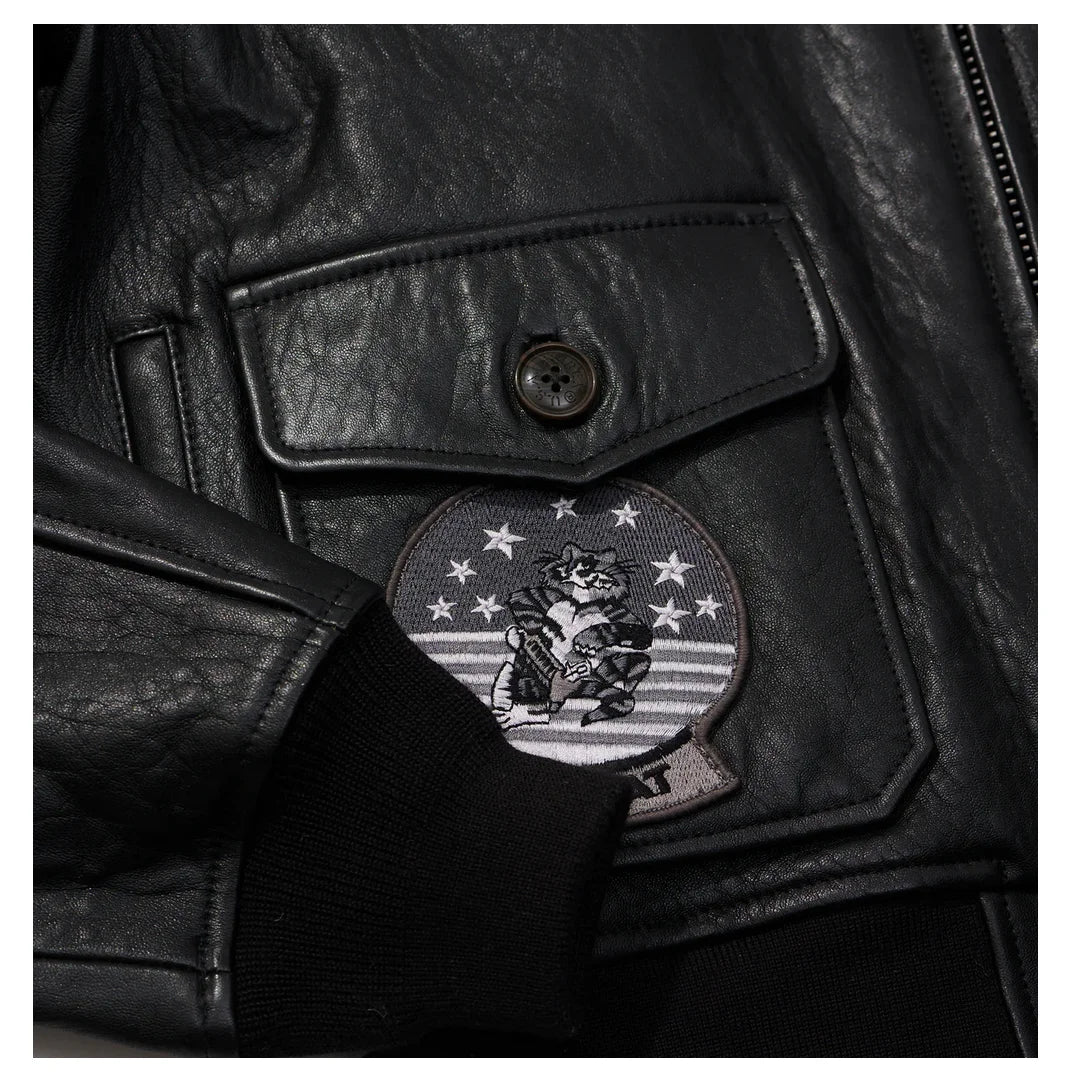 G1 flight suit jacket men Europe and the United States size embroidery French sheepskin leather coat sheep shearling collar top