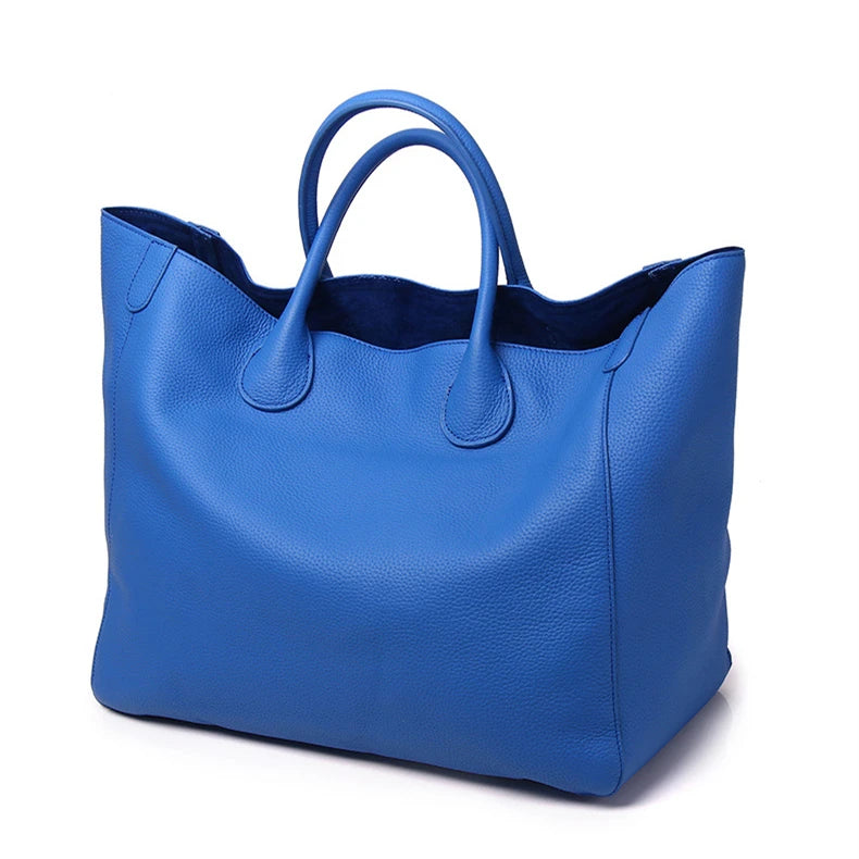 Casual Huge Black Brown Yellow Red Khaki Blue Top Grain Genuine Leather A4 Women Handbag Female Tote Shoulder Shopping Bag M9940