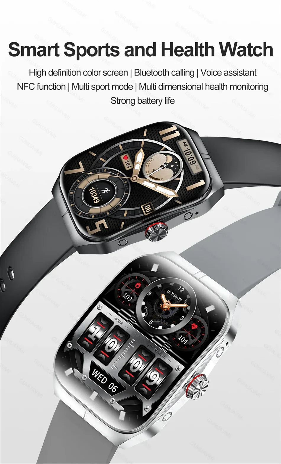 Smartwatch Men Women NFC AMOLED Screen Always Show Time Clock Bluetooth Call IP68 Waterproof Smart Watch Sport Fitness Bracelet