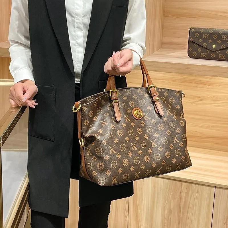Women’s Light Luxury Retro Handbag – Large Capacity Shoulder & Crossbody Tote – 2025 High-End Fashion