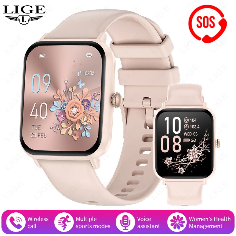 LIGE Fashion 1.83”HD Women Smart Watch Sports Fitness Watch Health Monitoring Digital Men Waterproof Smartwatch Ladies Bracelet
