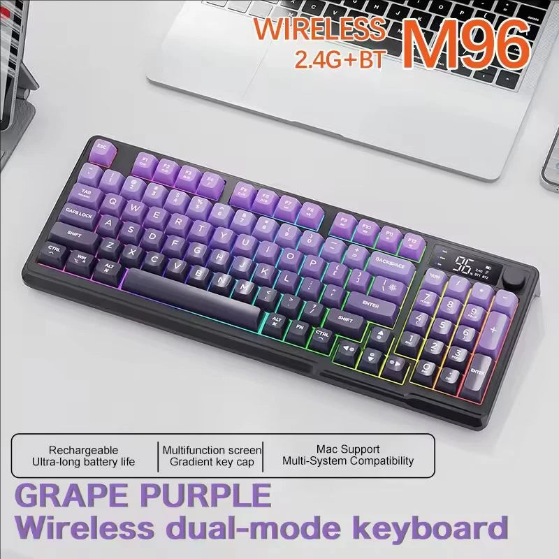 M96 Bluetooth Keyboard Wireless FREEWOLF Screen Gaming Keyboard,Electronic Screen, Multi-Device Connection,Ergonomics Gaming