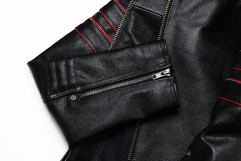 2025 New Embroidery Skull Fashion Genuine Leather Jacket Men's Natural Cowhide Motorcycle Jacket Slim Moto Coat Size S-6XL