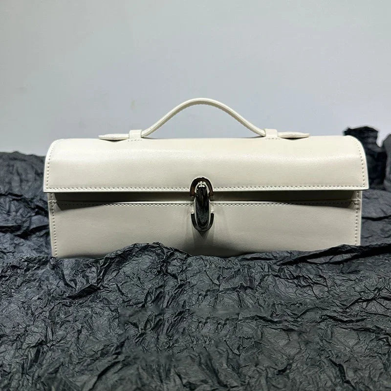 Women's Genuine Leather Mini Travel Tote – Cowhide Shoulder Bag with Hasp Closure