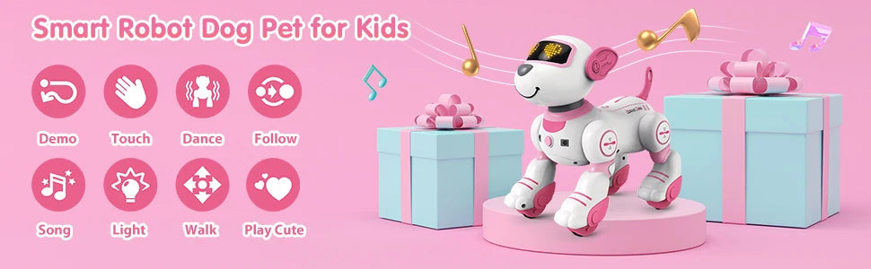 VATOS RC Robot Electronic Dog Toy Stunt Voice Command Puppy Programmable Touch-Sense Music Robot Dog Toy Christmas Gift for Kids