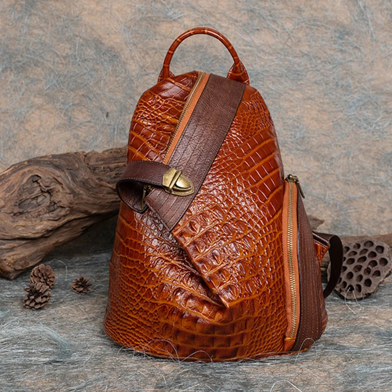 2025 Vintage Handmade Leather Backpack for Women, Genuine Cowhide Travel Bookbag, Luxury Designer School Bags for Ladies & Girls