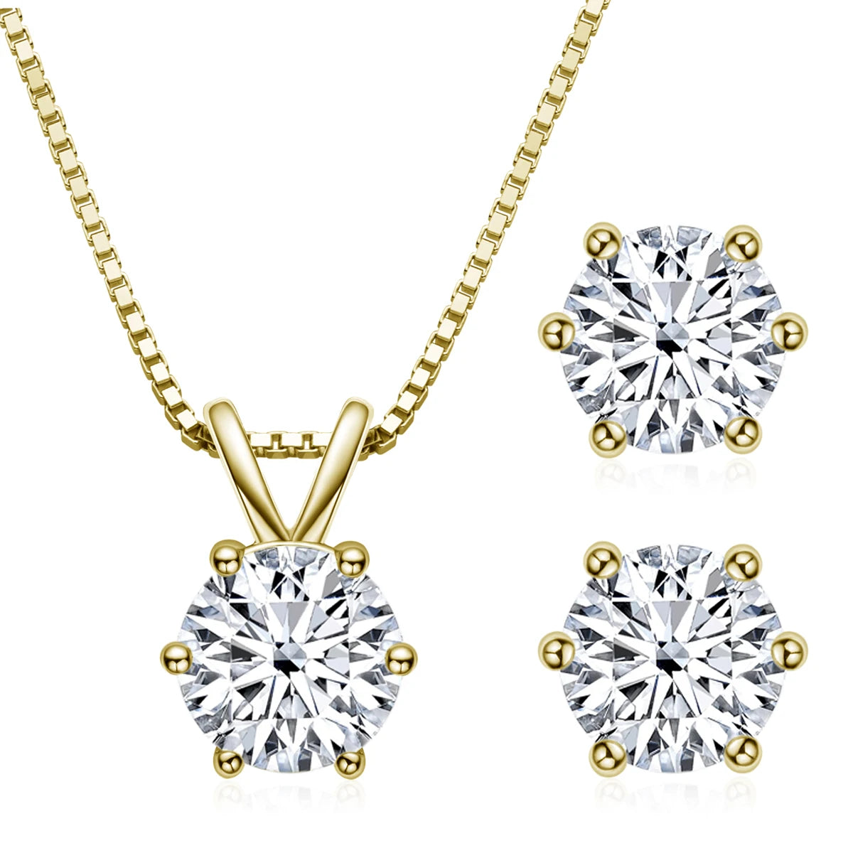 Lnngy 6.5mm 1CT Moissanite Earrings Pendant Necklace Original 925 Sterling Silver Earring For Valentine's Day Jewelry Set Gift