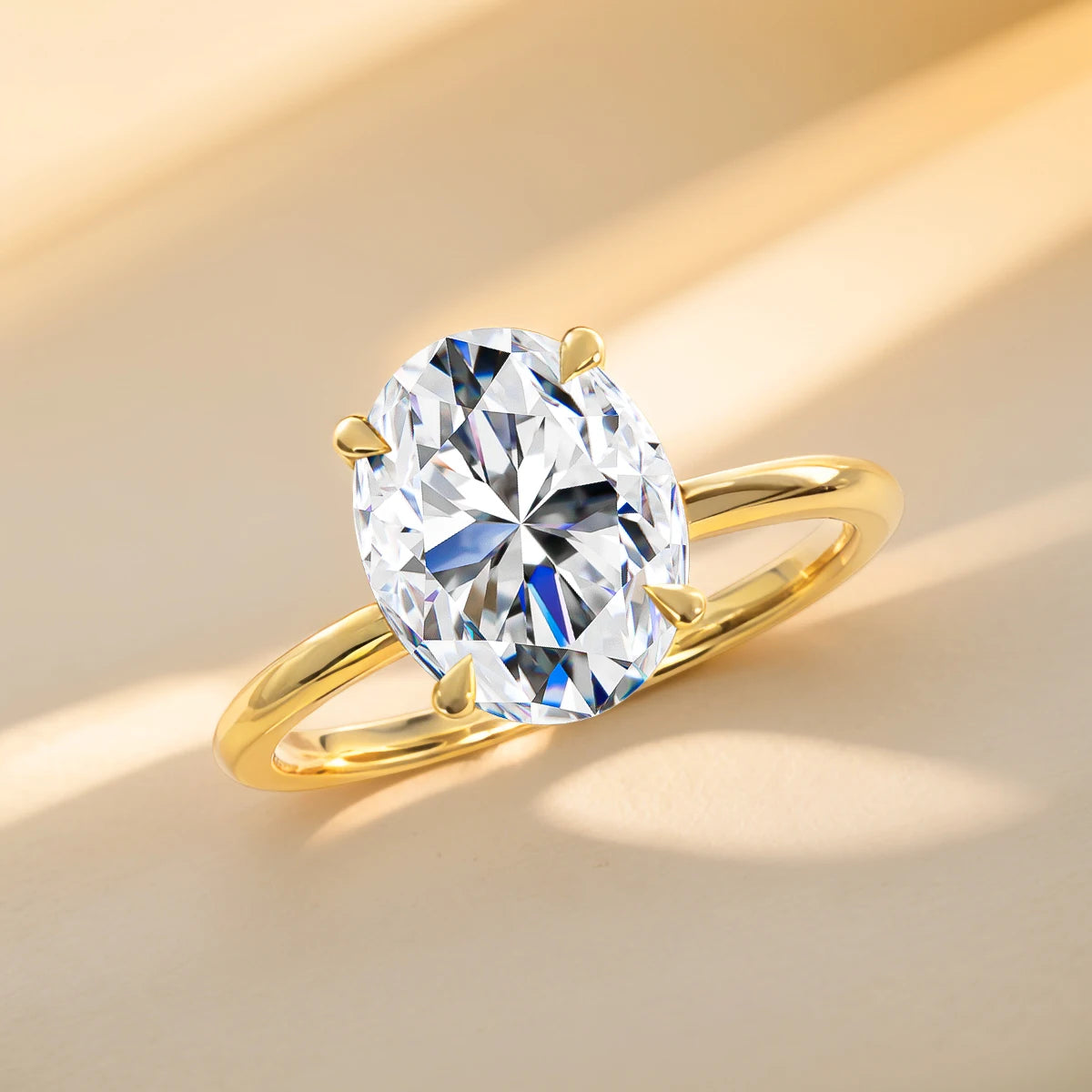 14K Gold Oval Moissanite Engagement Ring – 3ct Certified Luxury Wedding Jewelry for Women