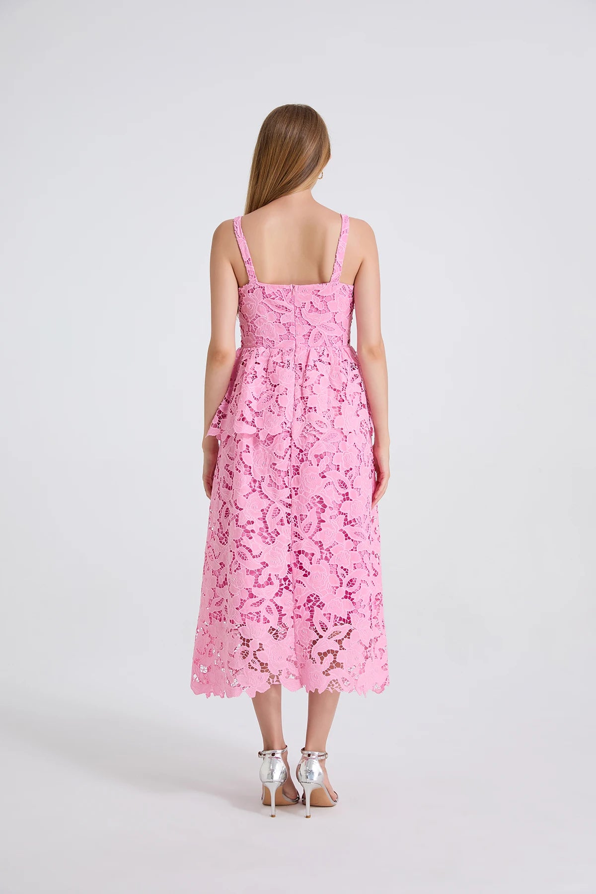 Women's Dress New Flower Embroidery Square Collar Long Dresses for Summer 2025 Backless Sleeveless Midi Dresses Party Dresses