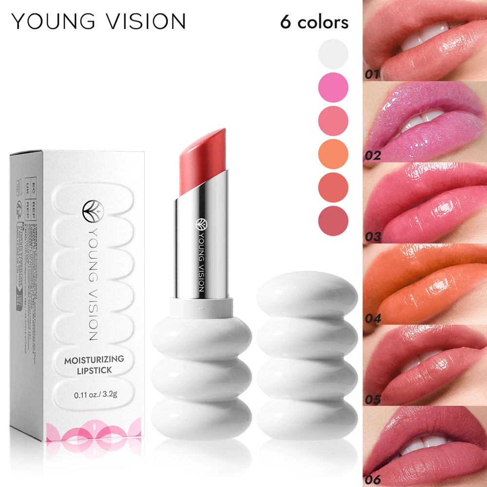 YOUNG VISION 6 Colors Fine Shimmer Nourishing Light Lipstick Long Lasting Colors Easy to Apply Lip Moisturizing Lipstick